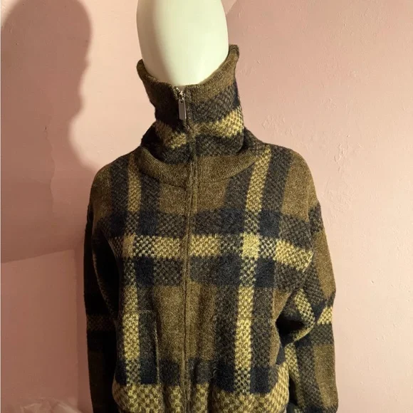 Zara Checkered Wool Jacket in Brown and Black - Picture 4 of 4